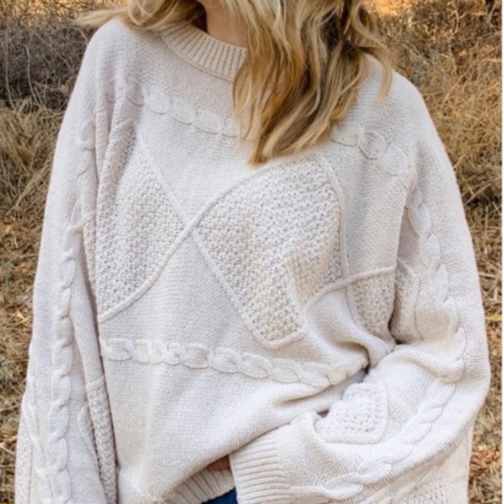 Wide sleeve knit sweater